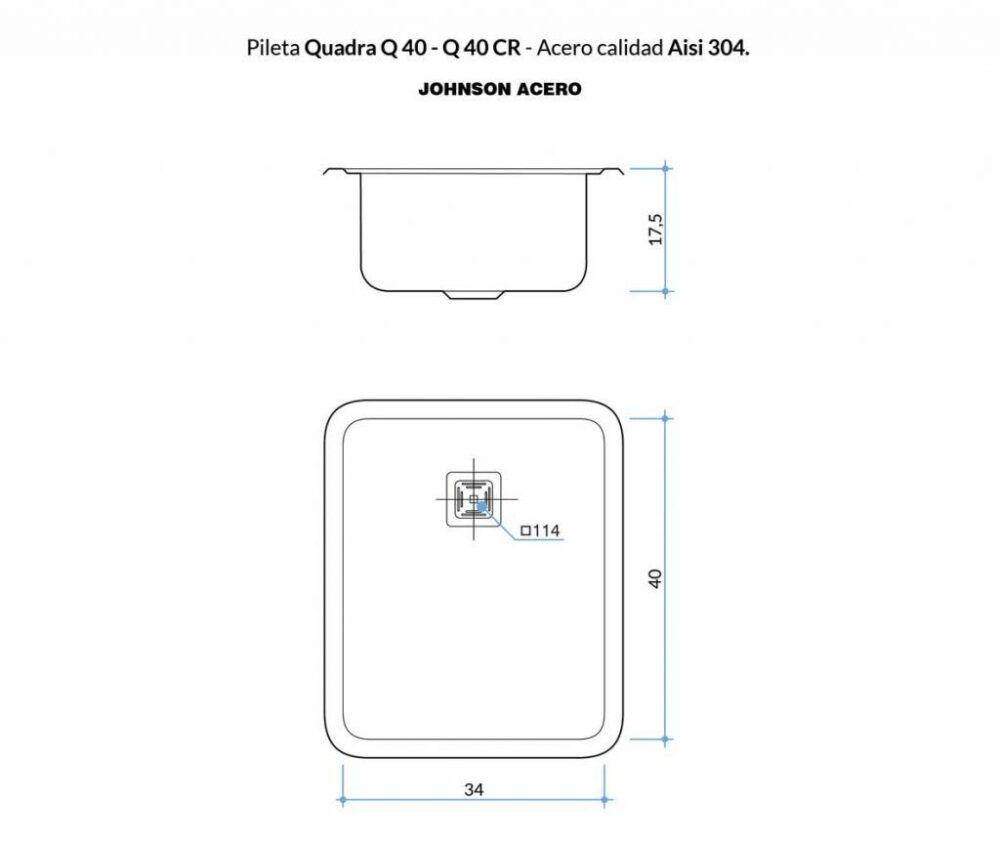 PILETA Q40 x 34 x 17,5 - Imagen 4